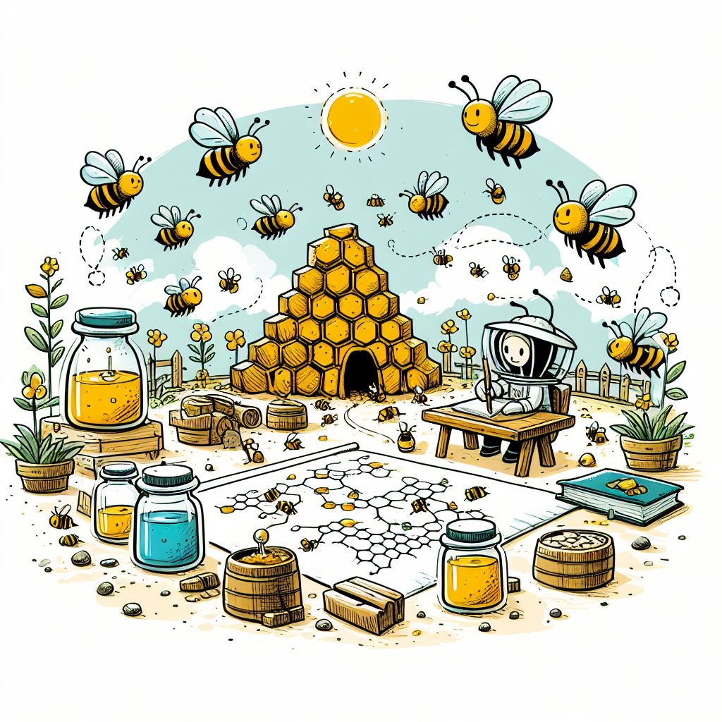 Image of busy bees working diligently to maintain their hives and collect food. 